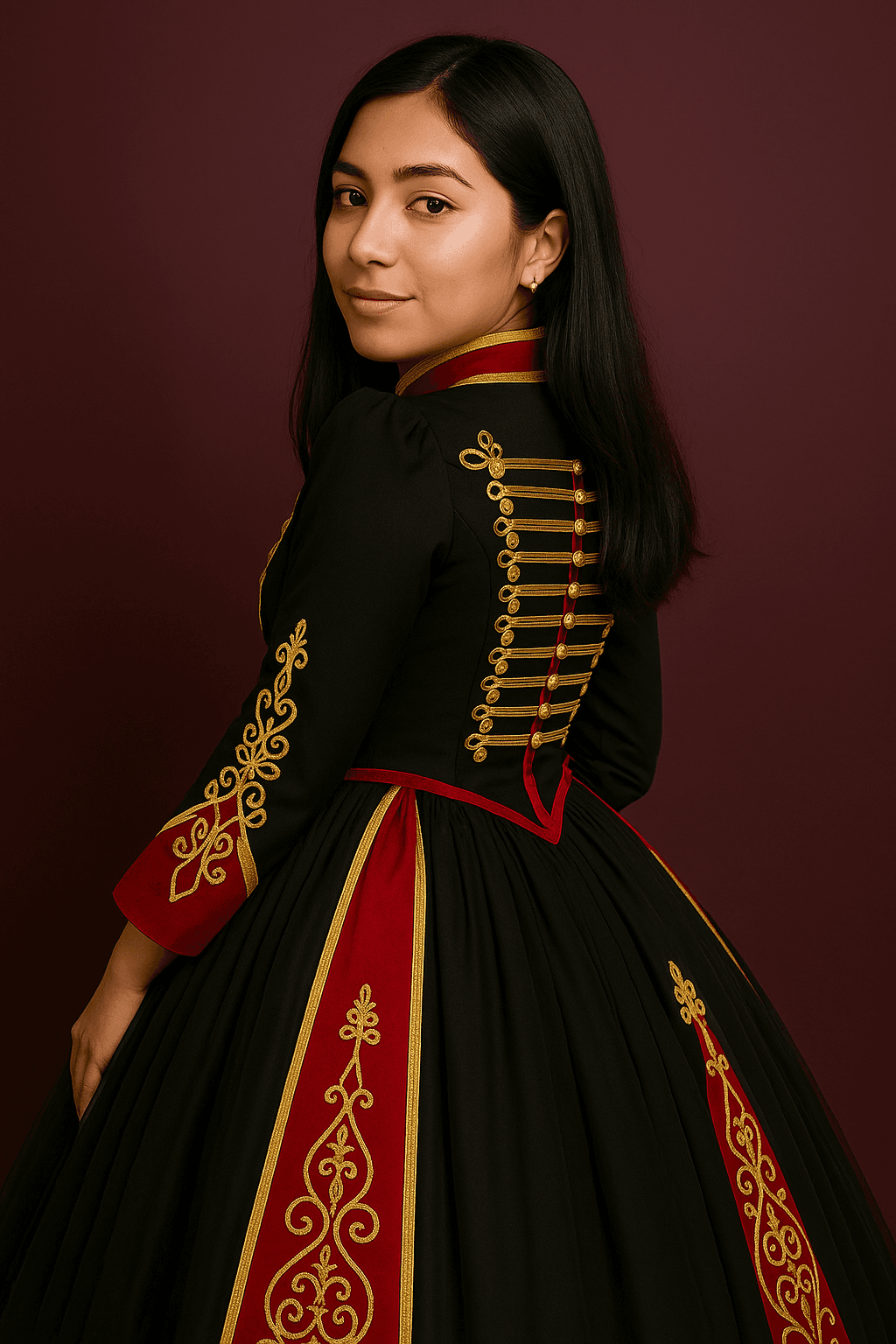 Diseño conceptual del vestido de XV años negro: High General