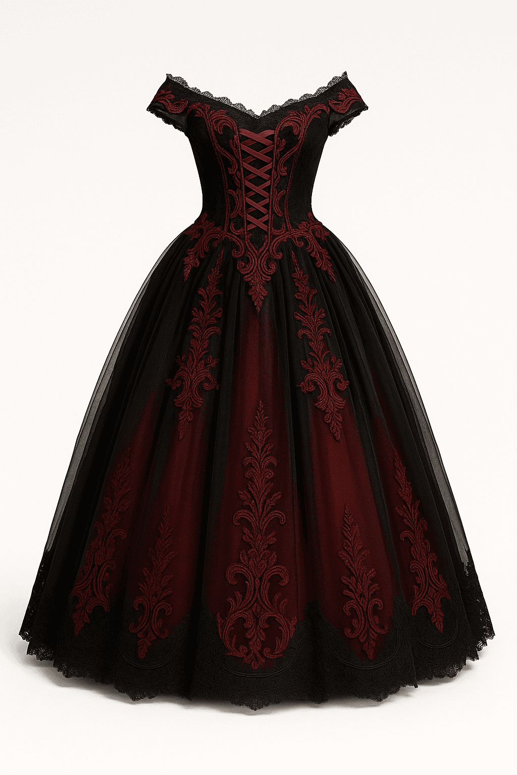 Diseño conceptual del vestido de XV años negro: Baroness