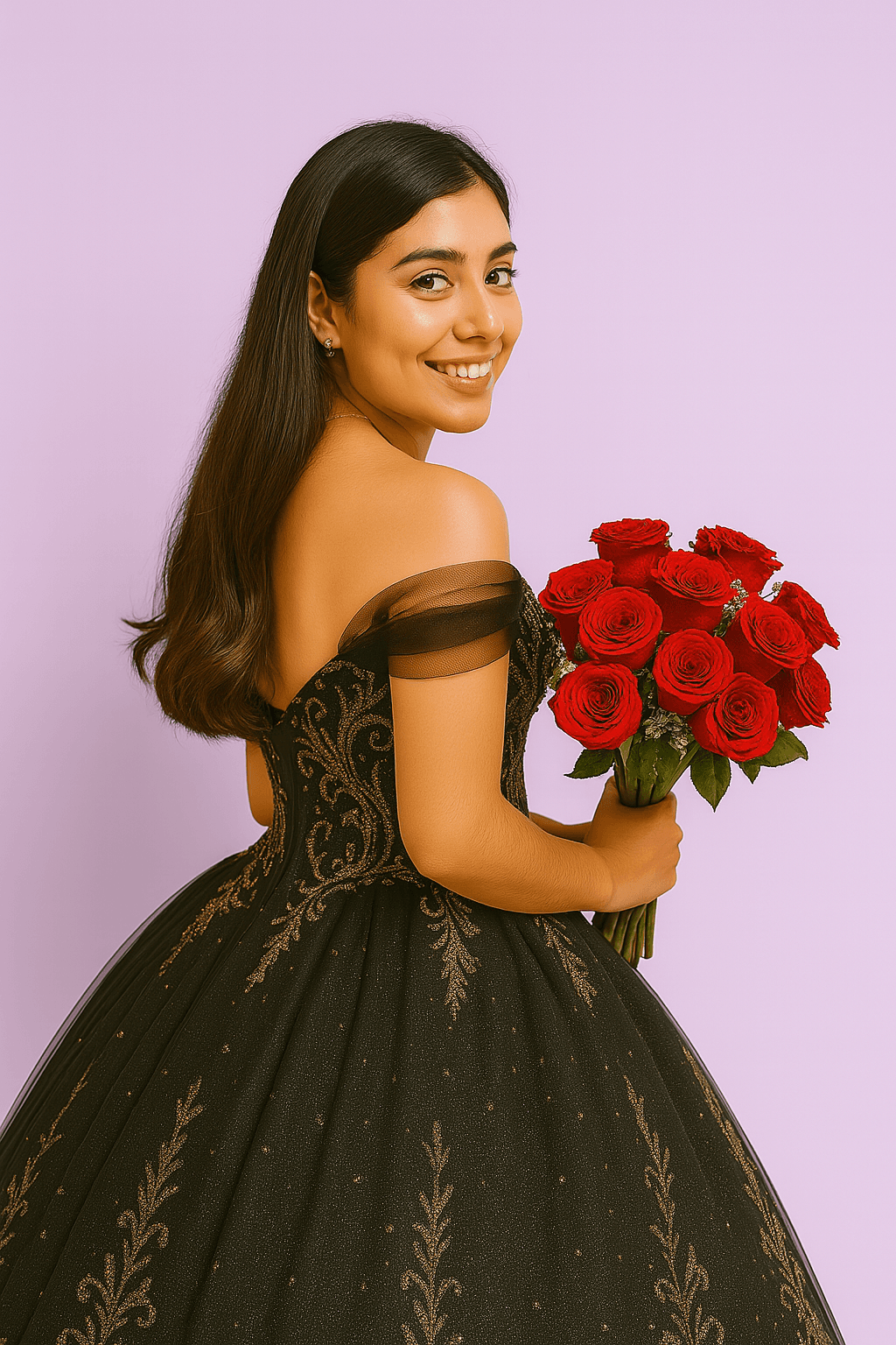 Diseño conceptual del vestido de XV años negro: San Luis