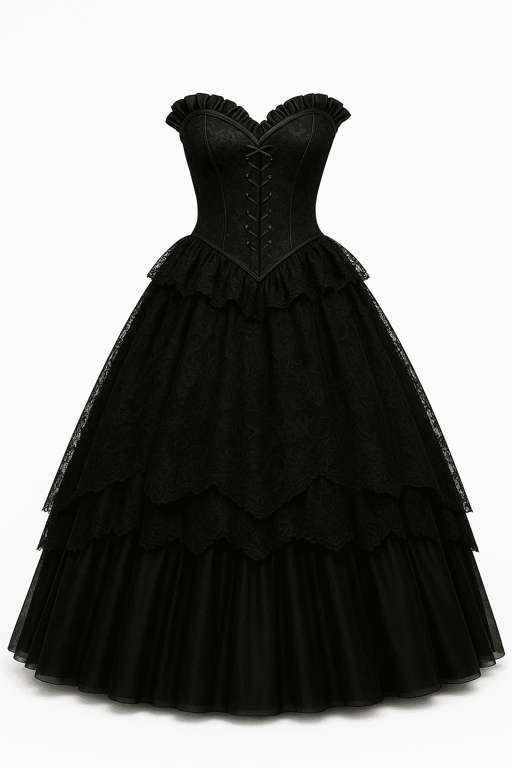 Diseño conceptual del vestido de XV años negro: Victoria